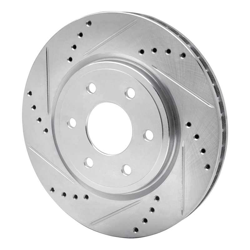 Nissan Frontier Brake Rotor (1) - Front Left - R1 Concepts - Drilled & Slotted - Silver - `05-`25